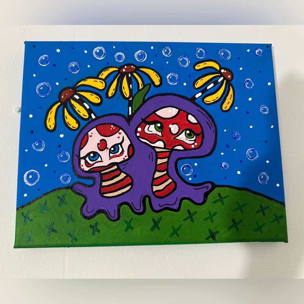 LAST CHANCE Whimsical Mushroom Art Canvas